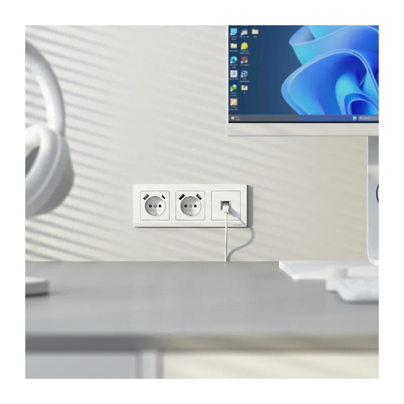 W1171761/ Розетка с заземлением, шторками и USB тип A+C (белый матовый) 7