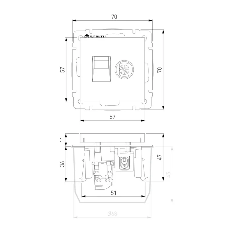 W1181301/ Розетка ТВ+Ethernet RJ-45 6 cat.(белый) 6
