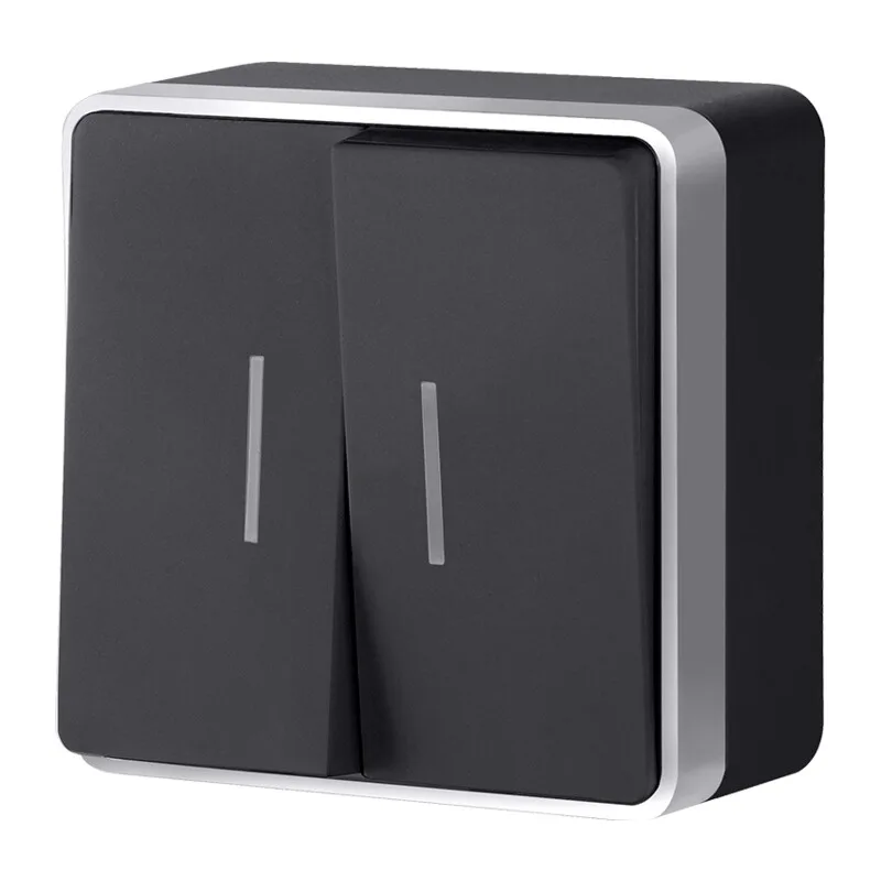 W5020134/ Выключатель двухклавишный с подсветкой Gallant (черный с серебром) 4