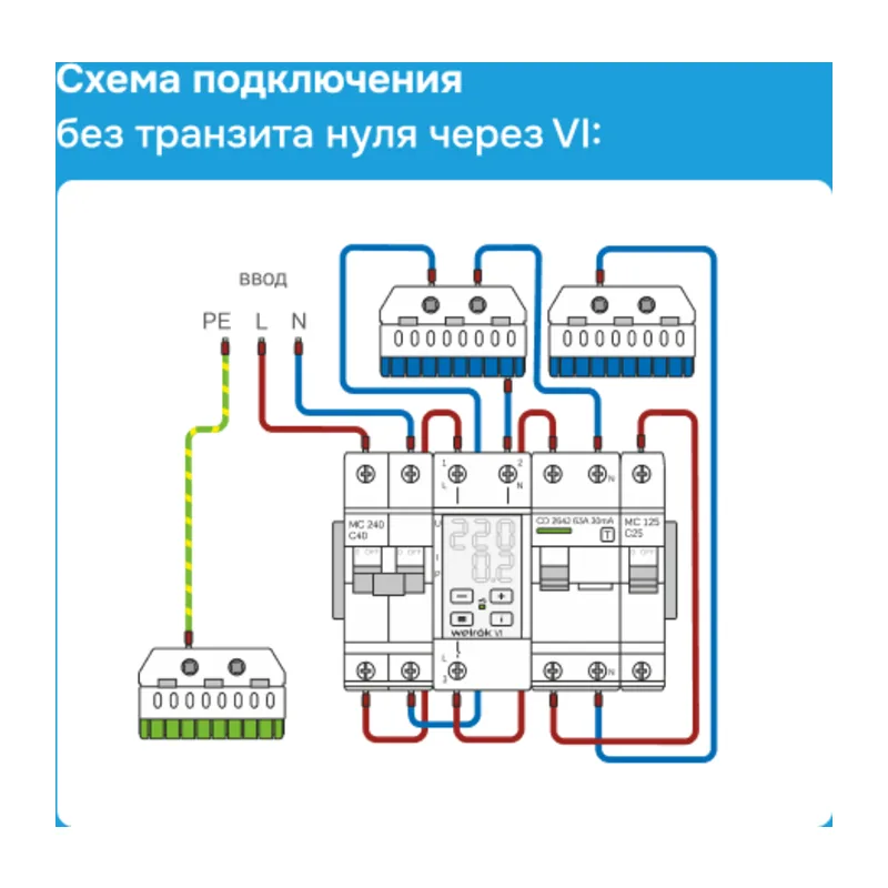 Реле напряжения с контролем тока Welrok VI red - 63 A - Реле напряжения с контролем тока Welrok VI-63 red 6