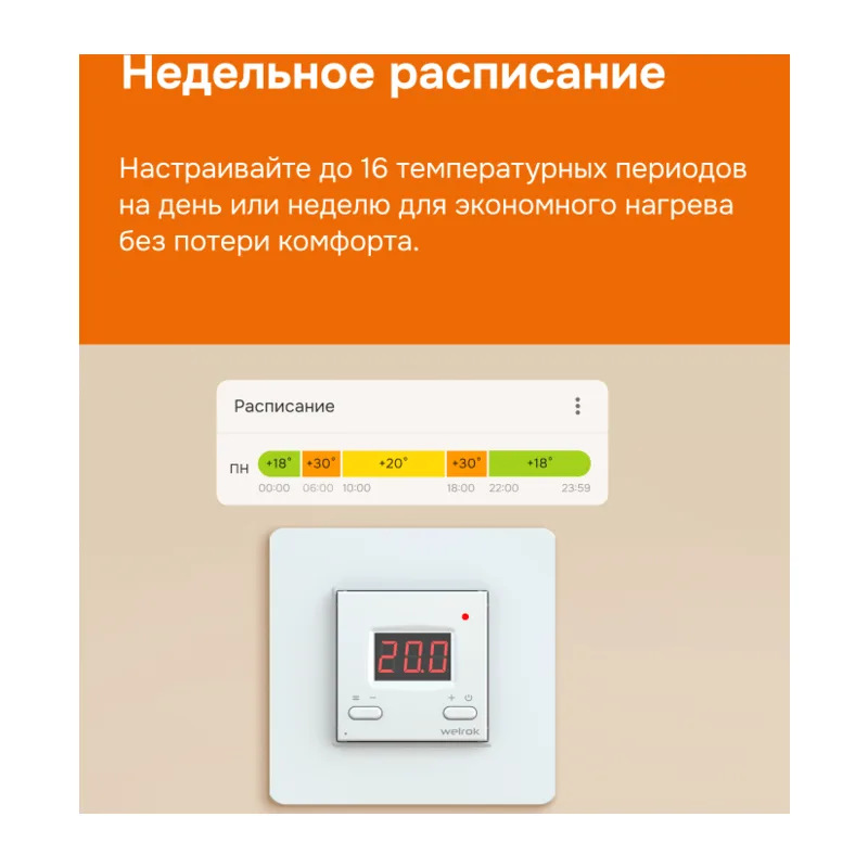 Умный Wi-Fi терморегулятор для теплого пола Welrok az atl 4