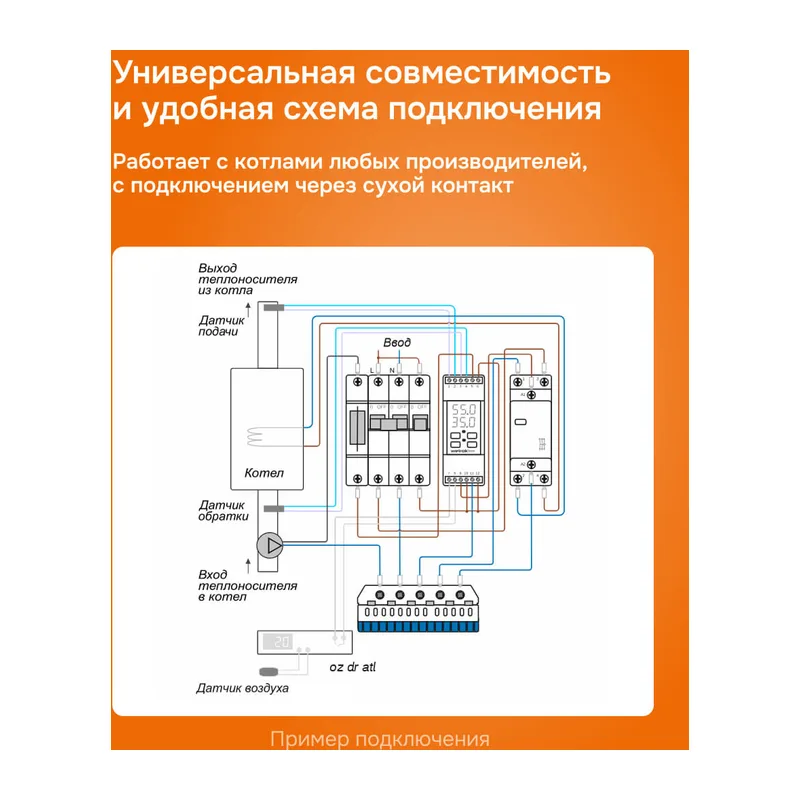 Умный Wi-Fi терморегулятор для газовых и электрокотлов Welrok oz dr atl 3