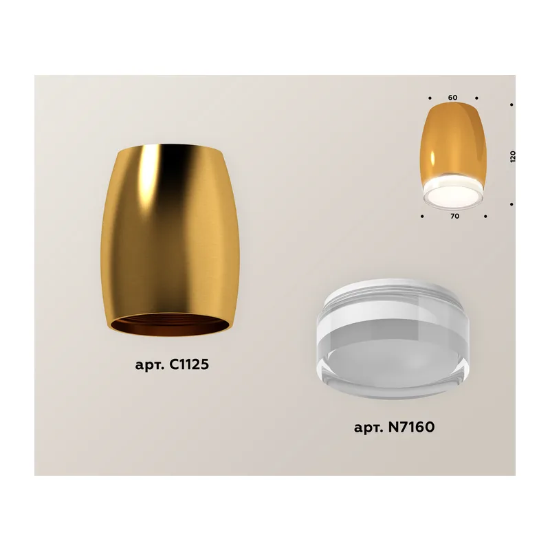 Накладной точечный светильник 1*GU5.3 (комплект) XS1125021 PYG/FR/CL золото желтое полированное/белый матовый/прозрачный MR16 GU5.3 (C1125, N7160) Ambrella Light 2