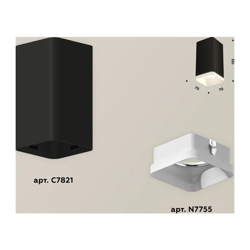 Накладной точечный светильник 1*GU5.3 (комплект) XS7821021 SBK/FR черный песок/белый матовый MR16 GU5.3 (C7821, N7755) Ambrella Light 4