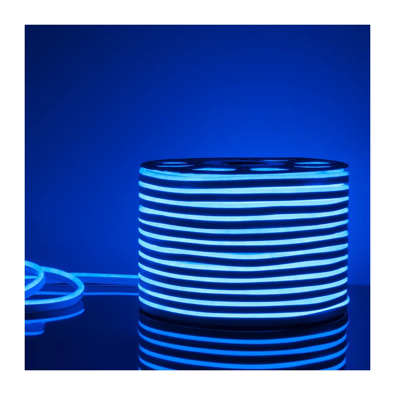 Светодиодный гибкий неон 220 В 9.6 Вт/м 120Led/м 2835 IP67, односторонний, синий, 50 м Гибкий неон 220V 9,6W 120Led 2835 IP67 односторонний синий, 50 м Elektrostandard