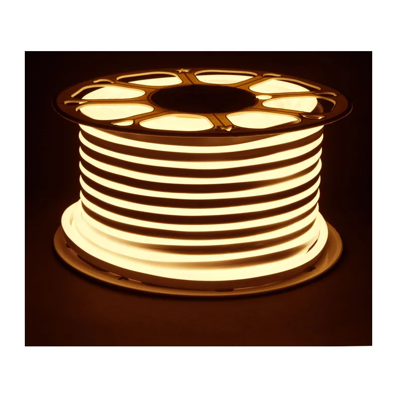 Светодиодный гибкий неон 220 В 9.6 Вт/м 120 Led/м 2835 IP67, односторонний теплый белый 3300 K, 50 м Гибкий неон 220V 9,6W 120Led 2835 IP67 односторонний теплый белый, 50 м Elektrostandard 2