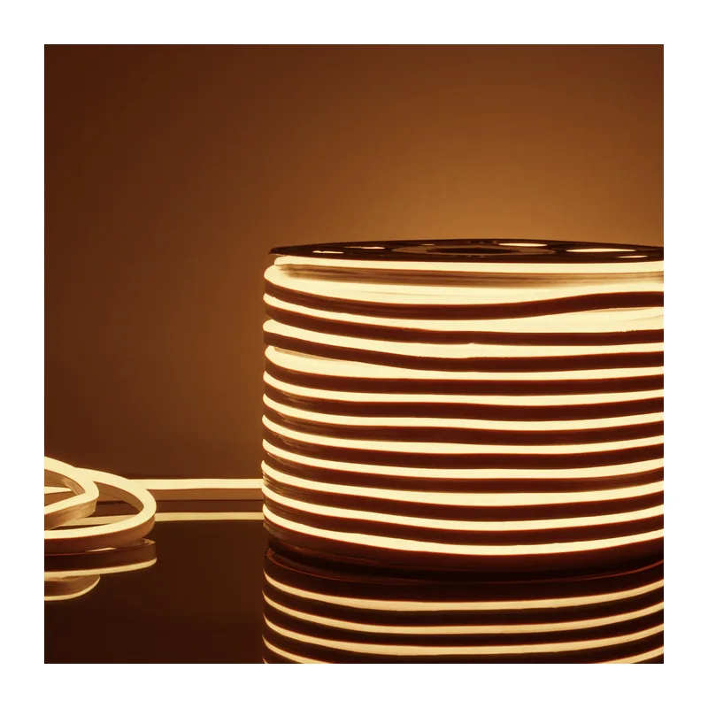 Светодиодный гибкий неон 220 В 9.6 Вт/м 120 Led/м 2835 IP67, односторонний теплый белый 3300 K, 50 м Гибкий неон 220V 9,6W 120Led 2835 IP67 односторонний теплый белый, 50 м Elektrostandard