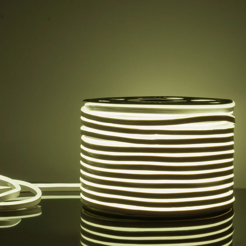 Светодиодный гибкий неон 220 В 9,6 Вт/м 120 Led/м 2835 IP67, односторонний холодный белый 6500К, 50 м Гибкий неон 220V 9,6W 120Led 2835 IP67 односторонний холодный белый, 50 м Elektrostandard