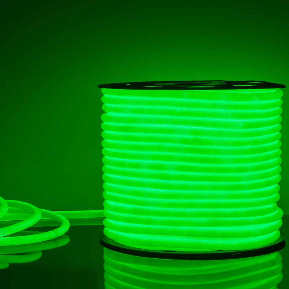 Светодиодный гибкий неон 220 В 9.6 Вт/м 144 Led/м 2835 IP67, круглый зеленый, 50 м Гибкий неон 220V 9,6W 144Led 2835 IP67 круглый зеленый, 50 м Elektrostandard