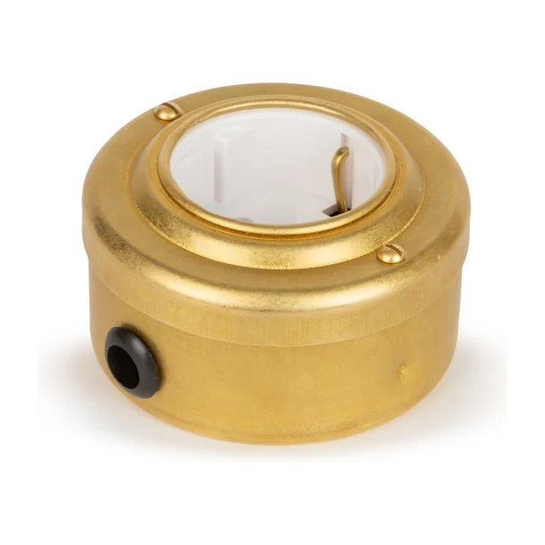 Розетка электрическая с з/к и шторками 16А, Золото белая вставка, Vintage Brass 20101-6