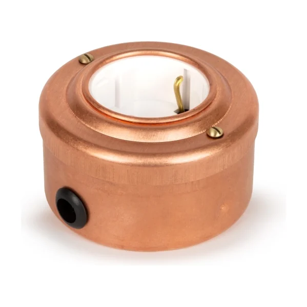 Розетка ретро электрическая с з/к и шторками 16А, Медь белая вставка, Vintage Brass 20101-7
