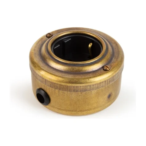 Розетка ретро с з/к и шторками 16А, Бронза, черная вставка, Vintage Brass 20105-1