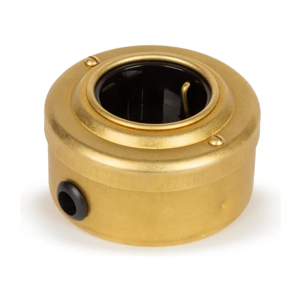 Розетка электрическая с з/к и шторками 16А, Золото черная вставка, Vintage Brass 20105-6