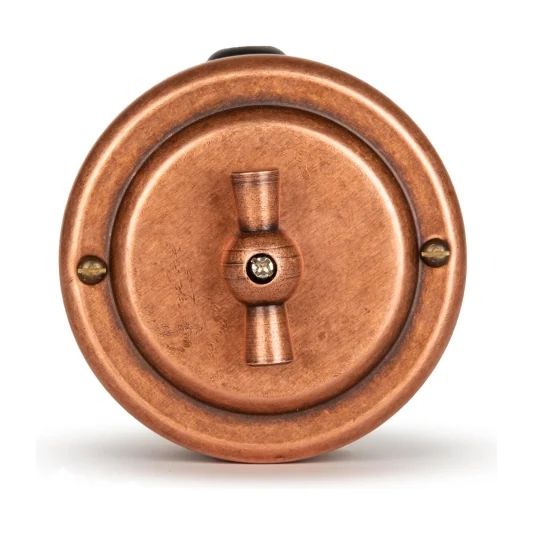 Переключатель ретро поворотный 1кл (проходной) 10А, Состаренная медь, Vintage Brass 30101-3