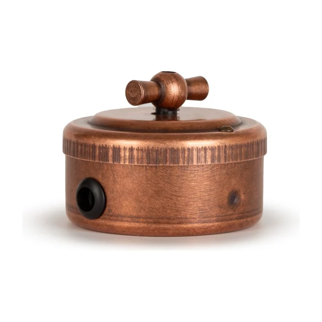 Переключатель ретро поворотный 1кл (проходной) 10А, Состаренная медь, Vintage Brass 30101-3