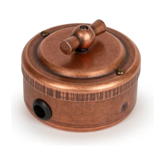 Переключатель ретро поворотный 1кл (проходной) 10А, Состаренная медь, Vintage Brass 30101-3
