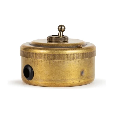 Переключатель тумблерный ретро с гайкой 1кл (проходной) 10А, Бронза, Vintage Brass 30302-1