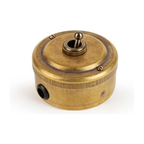 Переключатель тумблерный ретро с гайкой 1кл (проходной) 10А, Бронза, Vintage Brass 30302-1