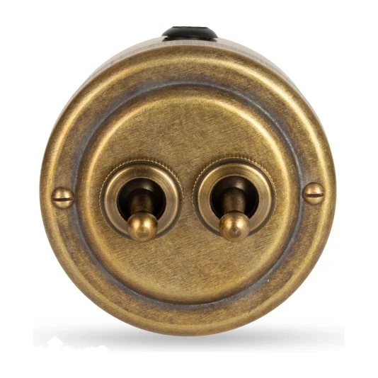 Переключатель ретро тумблерный с гайкой 2кл (проходной) 10А, Бронза, Vintage Brass 30402-1