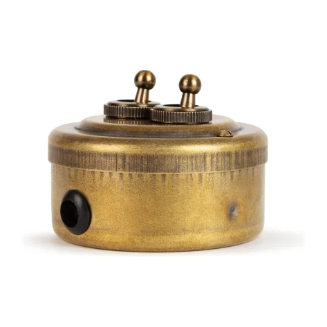 Переключатель ретро тумблерный с гайкой 2кл (проходной) 10А, Бронза, Vintage Brass 30402-1
