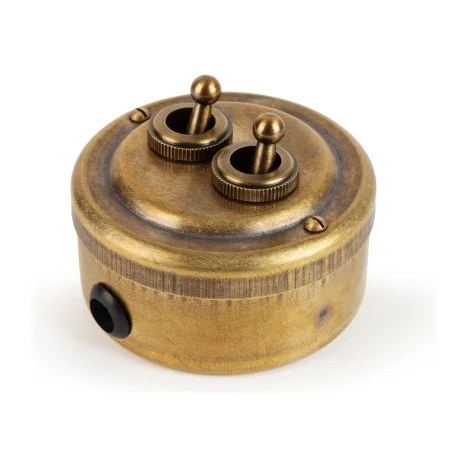 Переключатель ретро тумблерный с гайкой 2кл (проходной) 10А, Бронза, Vintage Brass 30402-1