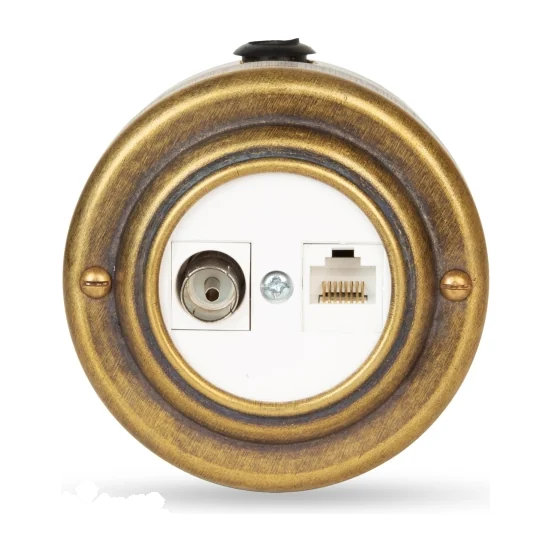 Розетка ретро информационная RJ45+TV (CAT. 5E), Бронза, белая вставка, Vintage Brass 40401-1
