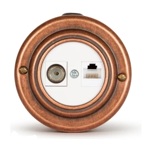 Розетка ретро информационная RJ45+TV (CAT. 5E), Состаренная медь белая вставка, Vintage Brass 40401-3