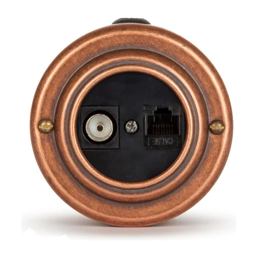 Розетка ретро информационная RJ45+TV (CAT. 5E), Состаренная медь черная вставка, Vintage Brass 40405-3